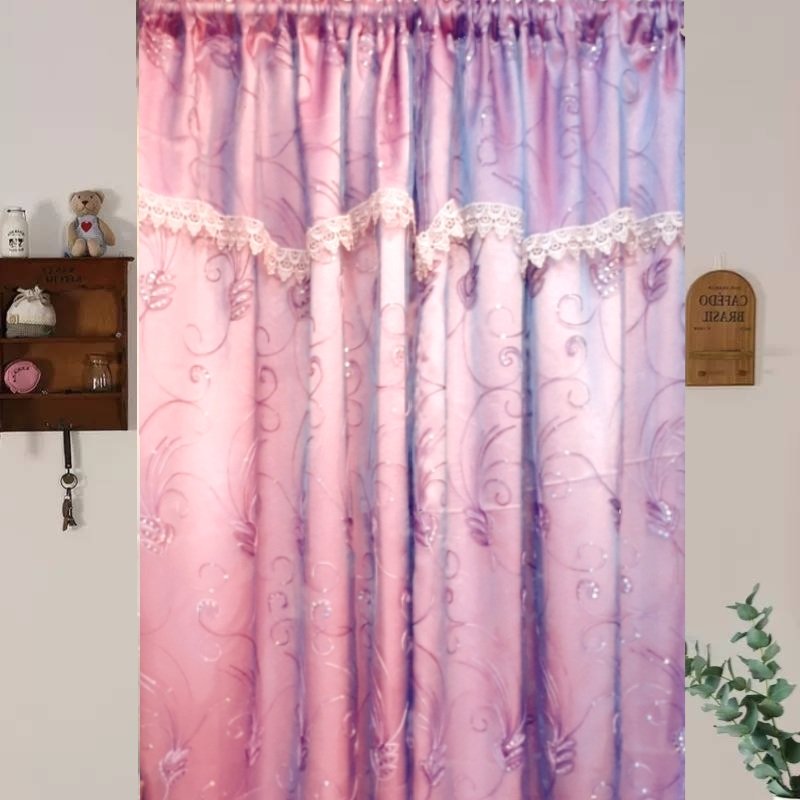 【玉紗坊】穿桿式100%遮光刺繡外紗窗簾（紫色）