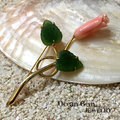 【Ocean Gem】海洋之心 天然粉紅珊瑚雕刻鬱金香造型別針 431036