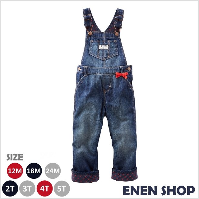 『Enen Shop』@OshKosh 點點厚棉單寧吊帶褲 #434G077｜12M/18M/24M/2T/3T/4T