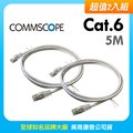 AMP 六類(Cat.6)5米無遮蔽網路線(白2入)