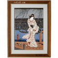 日本畫/歌川廣重M25(羅丹畫廊)日本浮世繪/裝飾畫 /和室掛畫/含框48X63公分