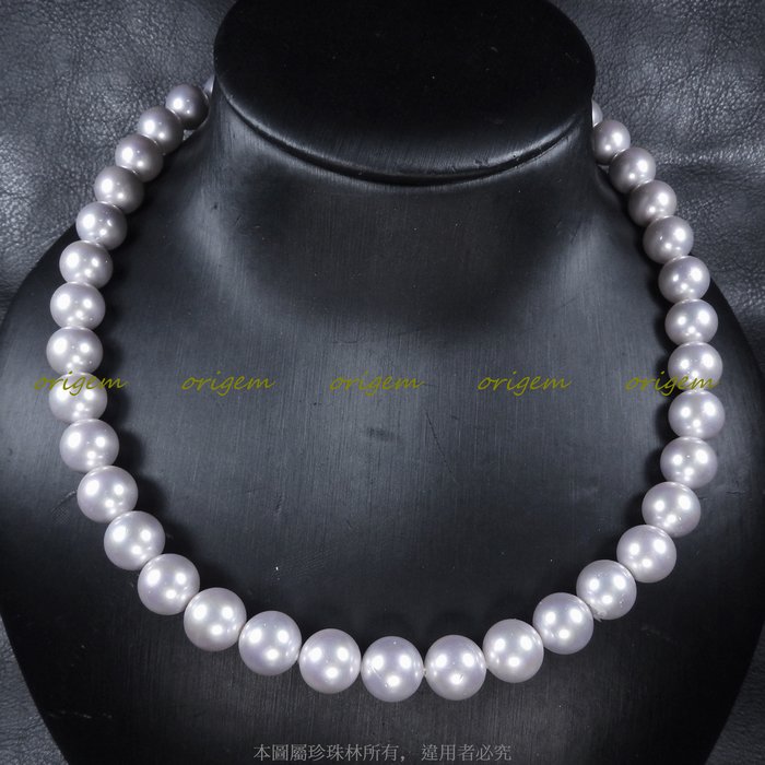 珍珠林~10m/m紫羅蘭色珍珠項鍊~南洋深海硨磲貝珍珠#030+2