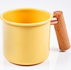 Truvii 木柄琺瑯杯400ml 木頭琺瑯杯/琺瑯咖啡杯/日系雜貨風馬克杯 400ml奶油黃