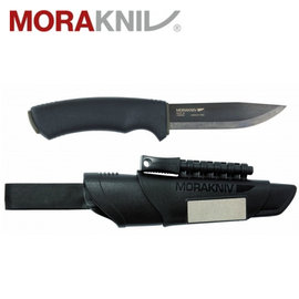 MORAKNIV 高碳鋼野外求生軍用直刀/露營小刀 內建打火石/磨刀石 Bushcraft Survival 11742黑 瑞典製