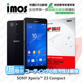【愛瘋潮】急件勿下 SONY XPERIA Z3 Compact iMOS 3SAS 防潑水 防指紋 疏油疏水 保護貼
