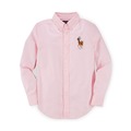 美國百分百【Ralph Lauren】RL 彩色 大馬 牛津布 男衣 長袖 襯衫 polo 粉紅 上衣 XS號 G294