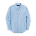 美國百分百【Ralph Lauren】襯衫 RL POLO 小馬 格紋 長袖 上衣 水藍 紫 白格 XS S號 G299