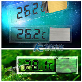 【AC草影】缸外型 LCD鏡面溫度計（銀）【一個】數字溫度計 水族溫控 魚缸 監控顯示器