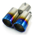 汽車排氣管套消聲器 安裝簡易適用所有汽車改裝 低音裝飾管 通用型不銹鋼尾喉 双彩管