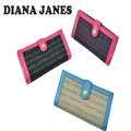 流行時尚網-【Diana Janes 黛安娜】織布配牛皮兩折多層長夾