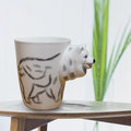 金德恩 3D動物造型手繪風陶瓷杯- 白狼(350ml)
