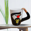 金德恩 3D動物造型手繪風陶瓷杯- 黑猩猩(350ml)