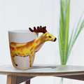 金德恩 3D動物造型手繪風陶瓷杯- 梅花鹿(350ml)