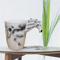 金德恩 3D動物造型手繪風陶瓷杯- 蒙古馬(350ml)