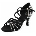 Afa Crystal - CT40403 -Afa安法 國標舞鞋 女 拉丁鞋 黑緞 鑲鑽奢華款