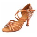 Afa Crystal - CT40402 -Afa安法 國標舞鞋 女 拉丁鞋 古銅緞 鑲鑽奢華款