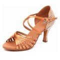 Afa Crystal - CT45902 -Afa安法 國標舞鞋 女 拉丁鞋 古銅緞 鑲鑽奢華款