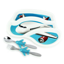 【美國KIDSFUNWARES】造型兒童餐盤組-飛機　㊣原廠授權總代理公司貨