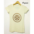 【organic T】V領有機時尚棉Tshirt-胚布色-五芒星盧恩男女款