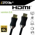 iBOM．HDMI線 HDMI 2.0 Cable 高階影音多媒體線材 4K2K/3D/PS4/XBOX/藍光 2M 鋅合金接頭 編帶式外覆 經典黑