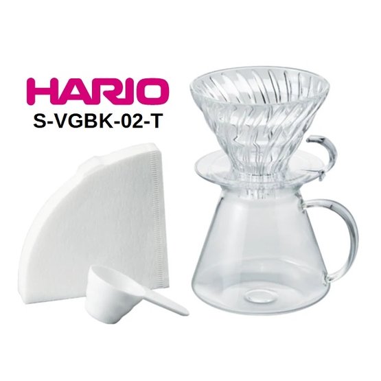 日本製 HARIO V60 清透玻璃濾杯手沖咖啡套裝組 S-VGBK-02-T