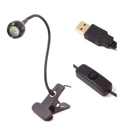 【LED 燈】小型USB夾式蛇管LED圓頭檯燈 (黑)