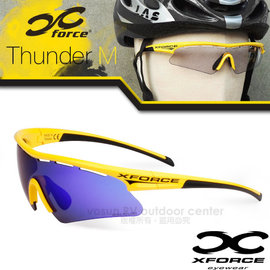 【XFORCE】Thunder M 雷鳴競速版100%抗紫外線太陽眼鏡(全景變色鏡片+鍍銥附片).防風眼鏡.自行車風鏡/3秒高速變色/52274A 奶油黃/黑