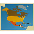 3-6歲蒙特梭利文化教具：北美洲地圖拼圖（含操作板1個，控制圖卡2張）