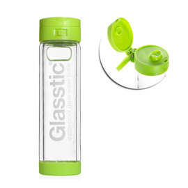 【送濾茶隔】Glasstic │ 安全防護玻璃水瓶 經典大LO款 (綠) 470ml