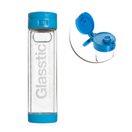 【送濾茶隔】Glasstic │ 安全防護玻璃水瓶 經典大LO款 (藍) 470ml