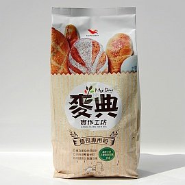 統一麥典實作工坊麵包專用粉1KGX3包，無添加無漂白，麵包機首選高筋麵粉100%,非基改無添加無漂白 IDUNN