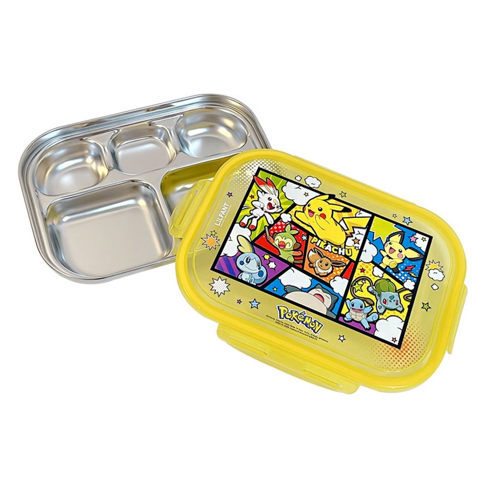 寶可夢 不鏽鋼5格餐盤 附蓋子 韓國製 保鮮盒 便當盒 野餐 水果 點心 Pokemon 皮卡丘