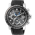 CITIZEN Eco-Drive 極地暮光時尚電波優質男性腕錶-黑皮革-AT9071-07E