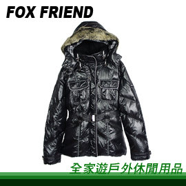 【全家遊戶外】㊣Fox Friend 狐友 女款羽絨外套 黑色 428-1 M、XL/羽絨大衣 保暖 單件式羽毛衣