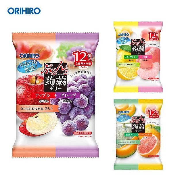 +東瀛go+ ORIHIRO 雙味蒟蒻果凍 240g 12個入 義大利檸檬 哈密瓜味 擠壓式果凍 低卡果凍 水果果凍
