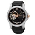 SEIKO Premier 典藏風格鏤空設計機械腕錶/黑x皮帶/4R39-00P0C