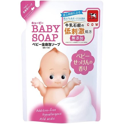 日本牛乳石鹼 Baby Soap 嬰兒全身泡沫沐浴乳補充包350mL( 微香 )