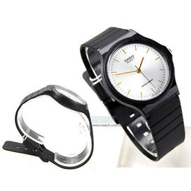 CASIO卡西歐 指針錶 白面 金色時刻 黑色橡膠錶帶 35mm 時間玩家 MQ-24-7E2 MQ-24-7E2LDF