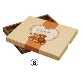 【1768購物網】巧克力盒 外觀高雅提升商品質感 情侶熊-粉黃-可裝20顆 (10入/包) (3-290202)包裝用品 兩包特價