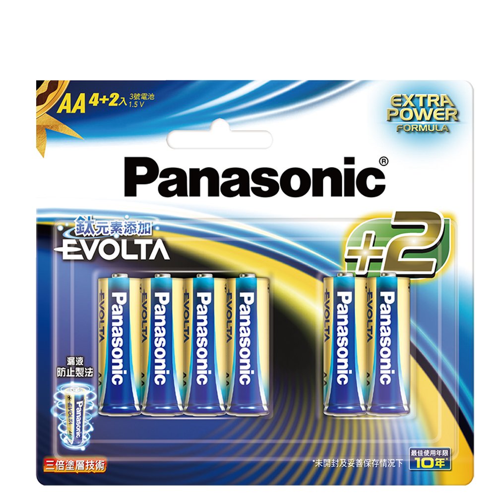 【國際牌Panasonic】EVOLTA超世代 鈦元素 鹼性電池3號4+2入 吊卡裝(公司貨)