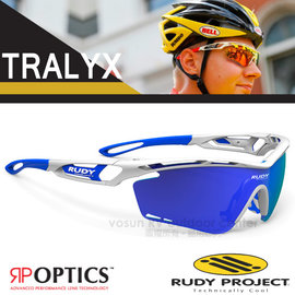【義大利 Rudy Project】TRALYX-RP OPTICS 專業抗紫外線鍍銀運動眼鏡.太陽眼鏡.自行車風鏡/SP393969 亮白藍框+藍色多層膜鏡片
