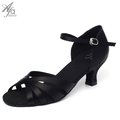 41603-Afa安法 國標舞鞋 女 拉丁鞋 黑緞 低矮跟 1.8吋