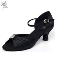 41703-Afa安法 國標舞鞋 女 拉丁鞋 黑緞 低矮跟 1.8吋