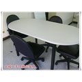 橢圓型會議桌+4張黑皮辦公椅/全新/台灣製造