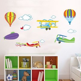 BO雜貨【YV0623】DIY時尚裝飾組合可移動壁貼 牆貼 壁貼 創意壁貼 熱氣球飛機 JM6607