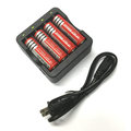 18650鋰電池(4顆)+專用智能四充充電器組 ★加送18650電池專用收納電池保存盒