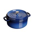 INPHIC-鑄鐵鍋具 圓形燉鍋 鑄鐵鍋 24cm 三色 深藍色_J005F