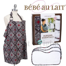 美國Bebe Au Lait 禮盒組-托斯卡尼棕款(哺乳巾+3個拍嗝巾)