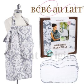 美國Bebe Au Lait 禮盒組-世紀夏朵銀款(哺乳巾+3個拍嗝巾)