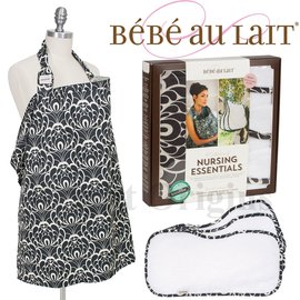 美國Bebe Au Lait 禮盒組-特里貝卡黑款(哺乳巾+3個拍嗝巾)